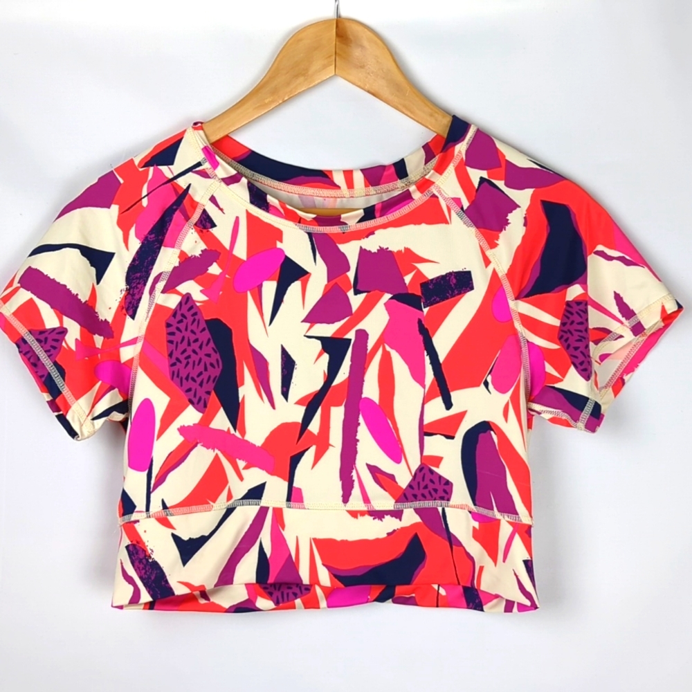 J. DOW Multi Color Cropped Fitness Top Size Large